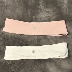 lululemon athletica Pink and White Fold-Over Headbands